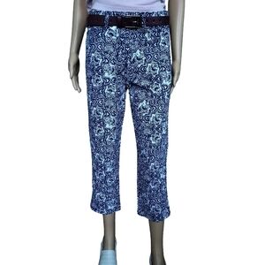 Gloria Vanderbilt Navy and White Patterned Capris